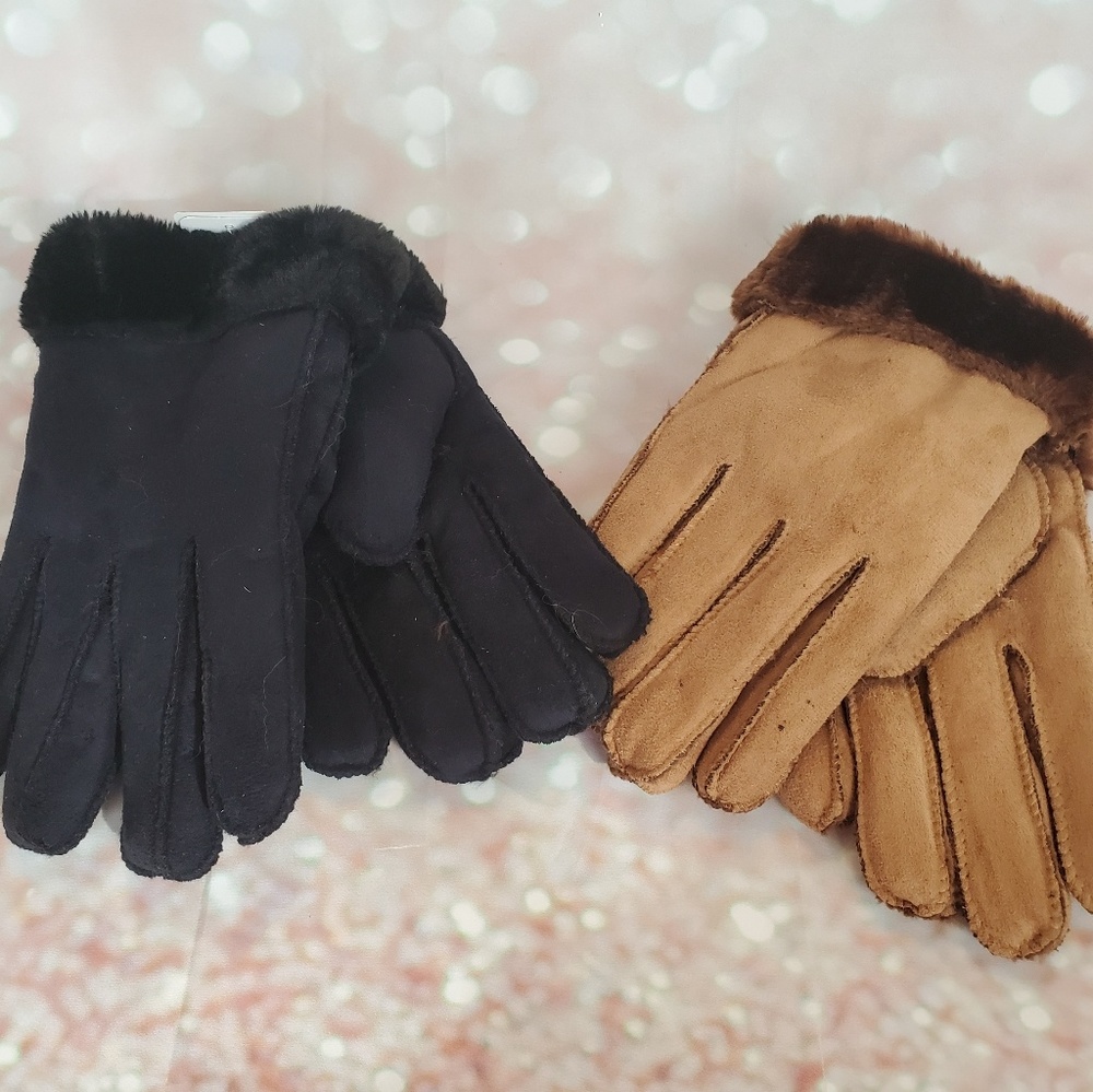 Faux Fur Trim Gloves